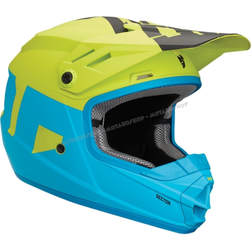 Thor Casco Sector Blu Elettrico Lime Casco Minicross Bimbo Ragazzo