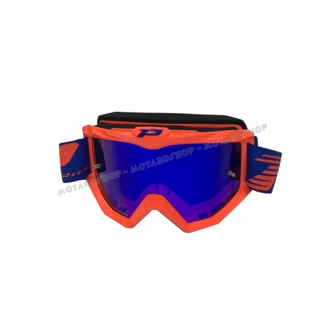  Maschera PROGRIP 3201 Arancio fluo lente specchiata motocross enduro mtb