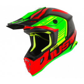 Casco Motocross Just1 J38 BLADE MATT RED LIME BLACK Enduro Quad Supermotard