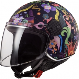 Casco jet LS2 OF558 Sphere LUX BLOOM blue pink doppia visiera Moto Scooter