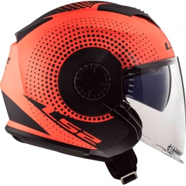 Casco jet LS2 OF570 Verso SPIN orange fluo matt Doppia visiera Moto Scooter