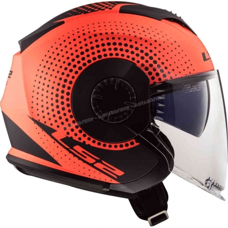 Casco jet LS2 OF570 Verso SPIN orange fluo matt Doppia visiera Moto Scooter