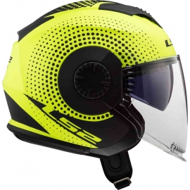 Casco jet LS2 OF570 Verso SPIN YELLOW fluo matt Doppia visiera Moto Scooter