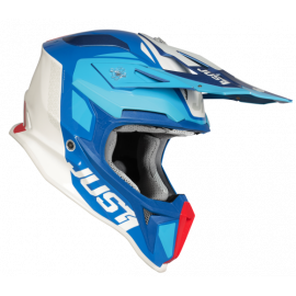 Casco Motocross Just1 J18 PULSAR blue red white gloss Enduro Quad Supermotard