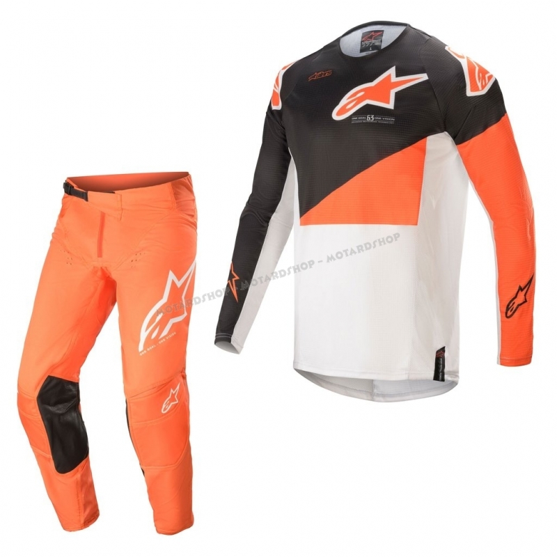 Completo motocross Alpinestars Techstar Factory 2021 grigio arancio e  bianco enduro Quad