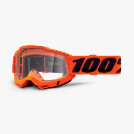 Maschera 100% ACCURI 2 OTG arancione lente trasparente Motocross Enduro Mtb