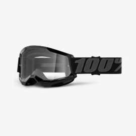 Maschera 100% STRATA 2 nera lente trasparente Motocross Enduro Mtb