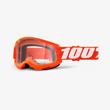 Maschera 100% STRATA 2 arancione lente trasparente Motocross Enduro Mtb