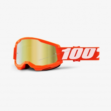 Maschera 100% STRATA 2 ARANCIONE lente specchiata oro Motocross Enduro Mtb