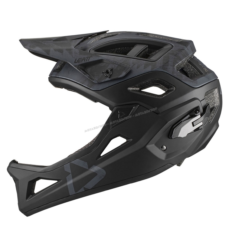 Leatt Casco MTB 3.0 ENDURO V21.2 Nero mentoniera rimovibile Mtb Enduro  Freeride