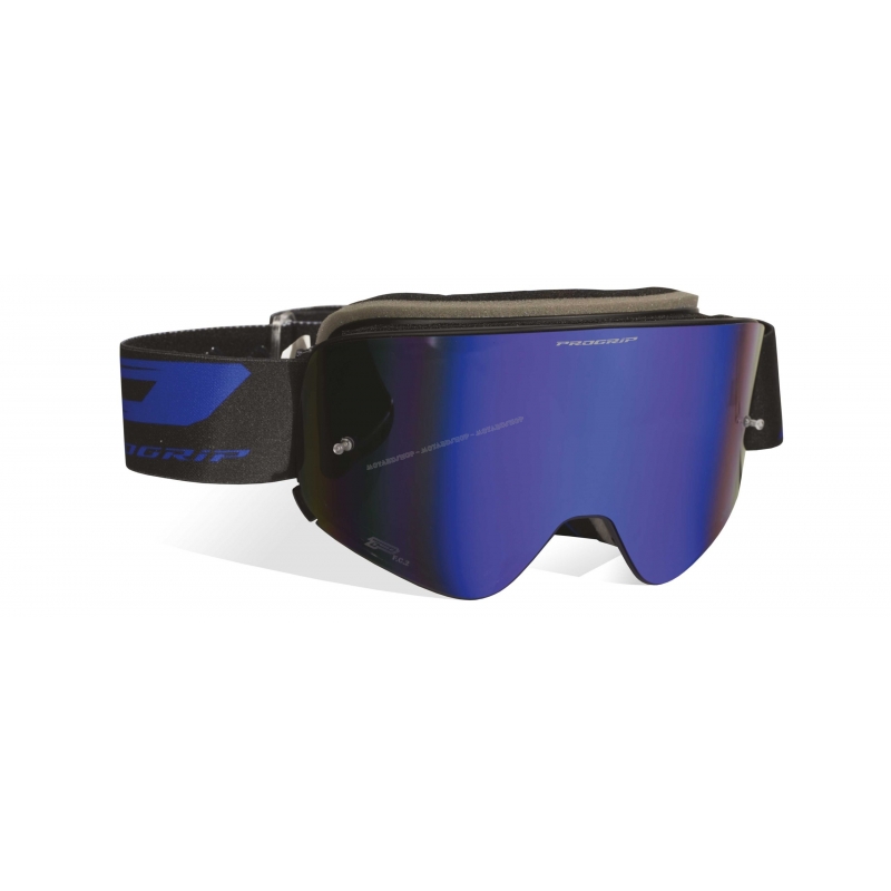 Maschera PROGRIP 3205 MAGNETIC lente specchiata blu motocross enduro mtb