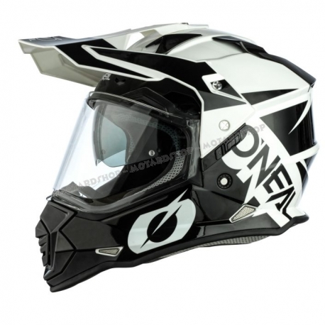 Casco O'NEAL SIERRA II R bianco e nero Enduro stradale Motard Quad