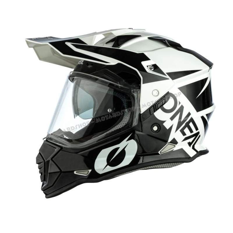 Casco O'NEAL SIERRA II R bianco e nero Enduro stradale Motard Quad