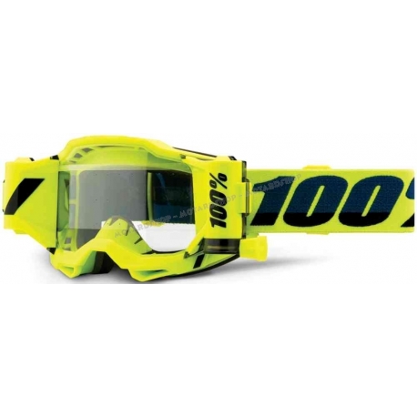 100% ACCURI 2 FORECAST gialla lente chiara con Roll Off motocross enduro quad