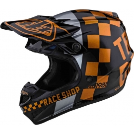 Troy Lee Designs SE4 PA Checker nero e oro Casco motocross Enduro Quad