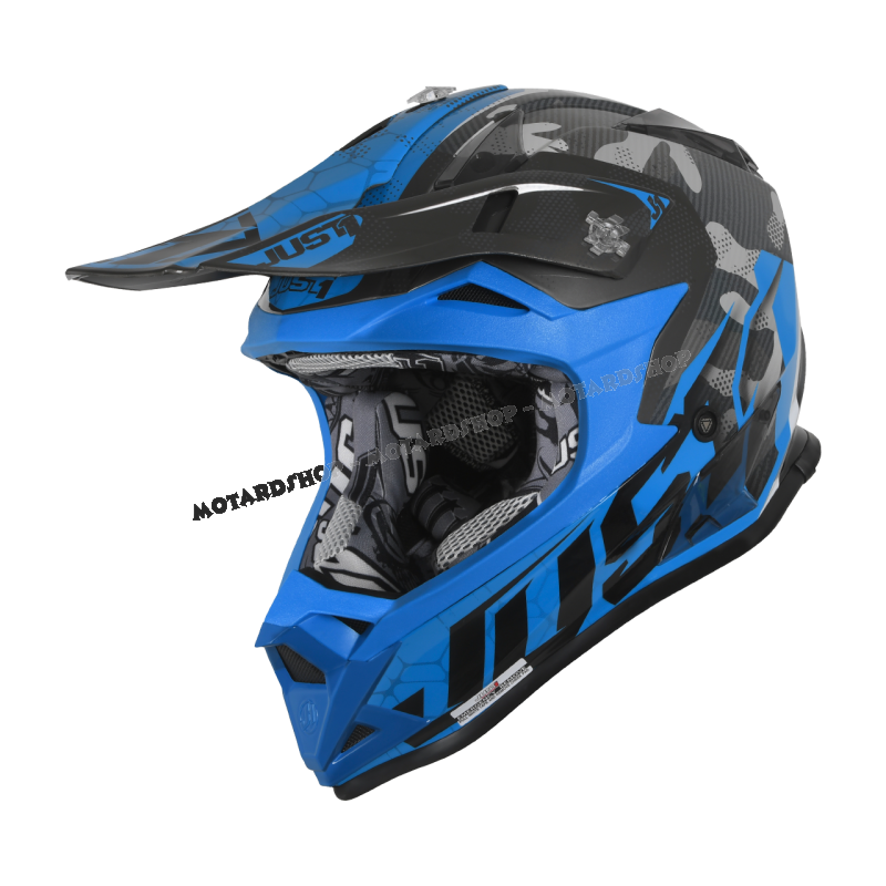 Casco Just1 J32 PRO SWAT BAMBINO camo blu fluo motocross Enduro Quad  Supermotard