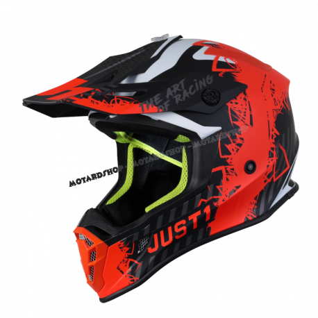 Casco Motocross Just1 J38 MASK arancione fluo nero carbon matt Enduro Quad Supermotard