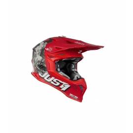 Casco Motocross Just1 J39 KINETIC camo nero grigio e rosso matt Enduro Quad Supermotard