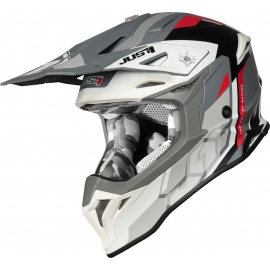 Casco Just1 J39 REACTOR bianco rosso grigio matt Motocross Enduro Quad Supermotard