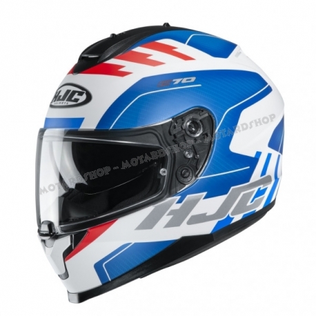 Casco integrale HJC C70 KORO blu bianco rosso moto da strada scooter