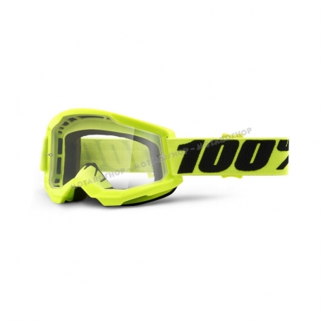 Maschera 100% STRATA 2 gialla lente trasparente Motocross Enduro Mtb