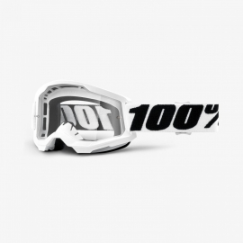 Maschera 100% STRATA 2 bianca lente trasparente Motocross Enduro Mtb