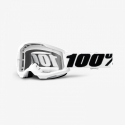 Maschera 100% STRATA 2 bianca lente trasparente Motocross Enduro Mtb