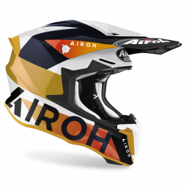 CASCO AIROH TWIST 2.0 LIFT bianco lucido blu giallo motocross, enduro quad