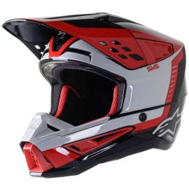 Casco ALPINESTARS SM-5 BEAM nero grigio e rosso motocross quad enduro