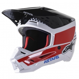 Casco ALPINESTARS SM-5 BEAM bianco nero blu e rosso motocross quad enduro