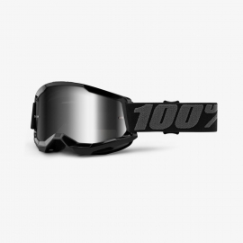 Maschera 100% STRATA 2 NERA lente specchiata argento Motocross Enduro Mtb