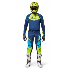 Completo Alpinestars RACER FACTORY bambino blu giallo fluo motocross enduro Quad