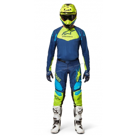 Completo Alpinestars RACER FACTORY bambino blu giallo fluo