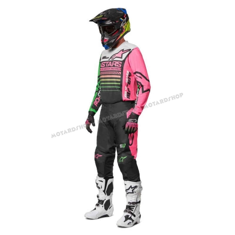 Completo Alpinestars RACER COMPASS bambino nero verde rosa motocross enduro  Quad