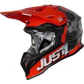 Casco Motocross Just1 J39 KINETIC camo grigio arancio fluo Enduro Quad Supermotard