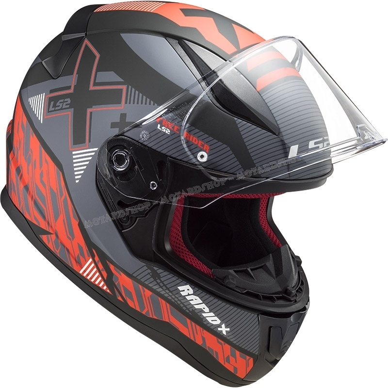 CASCO Integrale LS2 FF353 RAPID XTREET nero rosso moto strada scooter