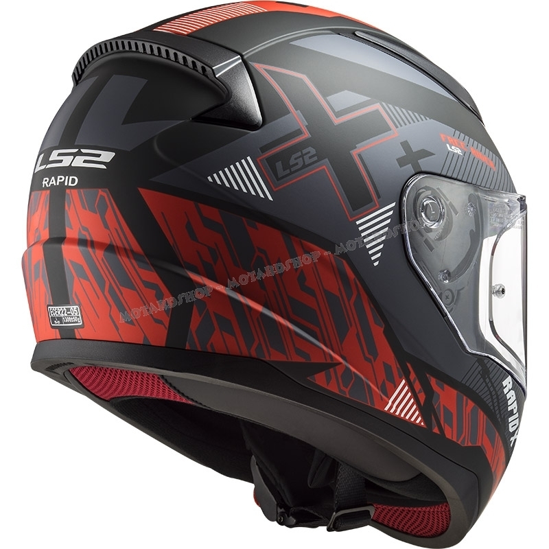 CASCO Integrale LS2 FF353 RAPID XTREET nero rosso moto strada scooter