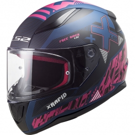 CASCO Integrale LS2 FF353 RAPID XTREET blu rosa viola moto strada scooter