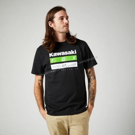 FOX KAWASAKI  PREMIUM T-shirt A RIGHE nera casual 