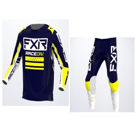 Completo Motocross FXR CLUTCH PRO blu bianco giallo enduro quad