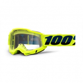 Maschera 100% ACCURI 2 gialla lente trasparente Motocross Enduro Mtb