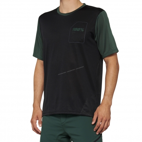 Maglia 100% RIDECAMP nera e verde MTB enduro DH