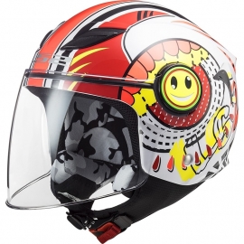 Casco integrale LS2 OF602 FUNNY SLUCH rosso e bianco bambino Moto Scooter