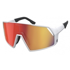 OCCHIALI DA SOLE SCOTT PRO SHIELD bianco opaco lente specchio rossa bici tempo libero