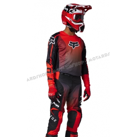 Completo motocross FOX 180 LEED 2023 rosso fluo e nero enduro quad