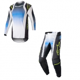 Completo Alpinestars TECHSTAR PUSH 23 blu bianco azzurro motocross enduro Quad