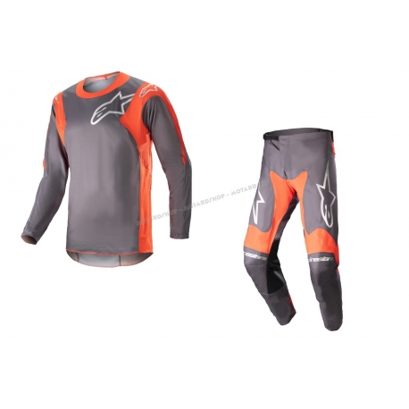 Completo Alpinestars RACER HOEN 23 grigio arancione motocross enduro Quad