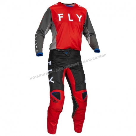 Completo motocross FLY RACING 2023 KINETIC KORE rosso e  grigio enduro quad