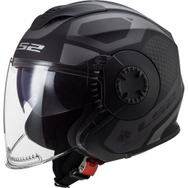 Casco jet LS2 OF570 Verso MARKER nero grigio titanio Doppia visiera Moto Scooter