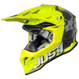 Casco Motocross Just1 J39 KINETIC camo lime fluo Enduro Quad Supermotard